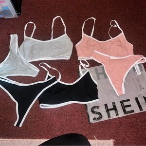 Set of SHEIN Bikinis in Black, Pink, and Gray